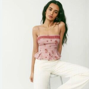 Reformation Meryl Linen Top Tea Time